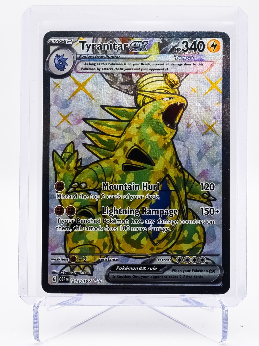 Pokemon Card Tyranitar 211/197 EX Ultra Rare Holo Obsidian Flames NM